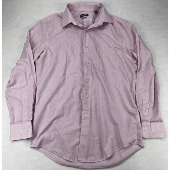 Van Heusen Flex Shirt Mens Med Pink Athletic Fit Button Down Long Sleeve Dress - Picture 1 of 5